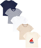 181-Kurzarm-Shirt mit Aufdruck - 5er Set-Hauptbild