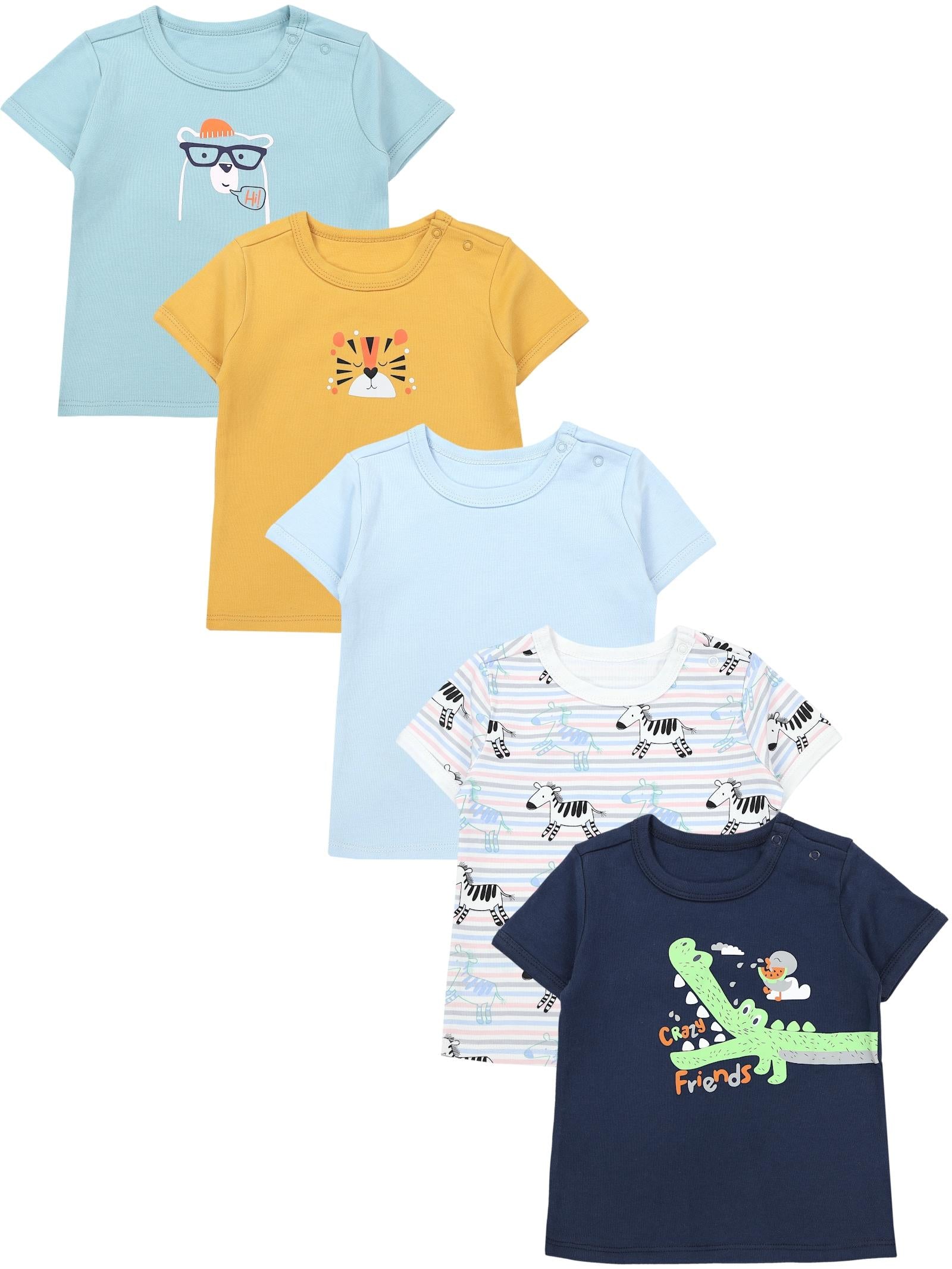 181-Kurzarm-Shirt mit Aufdruck - 5er Set-Hauptbild