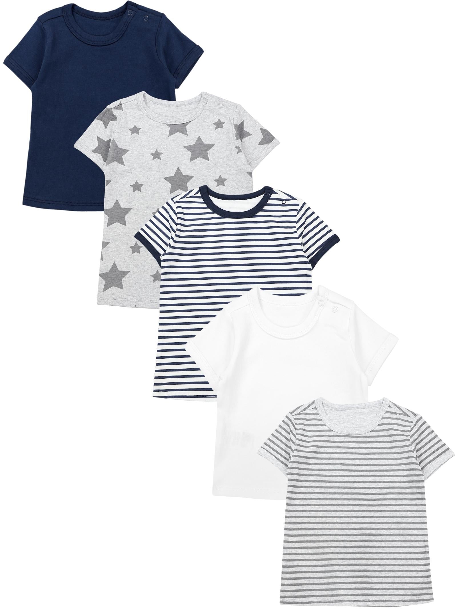 181-Kurzarm-Shirt mit Aufdruck - 5er Set-Hauptbild
