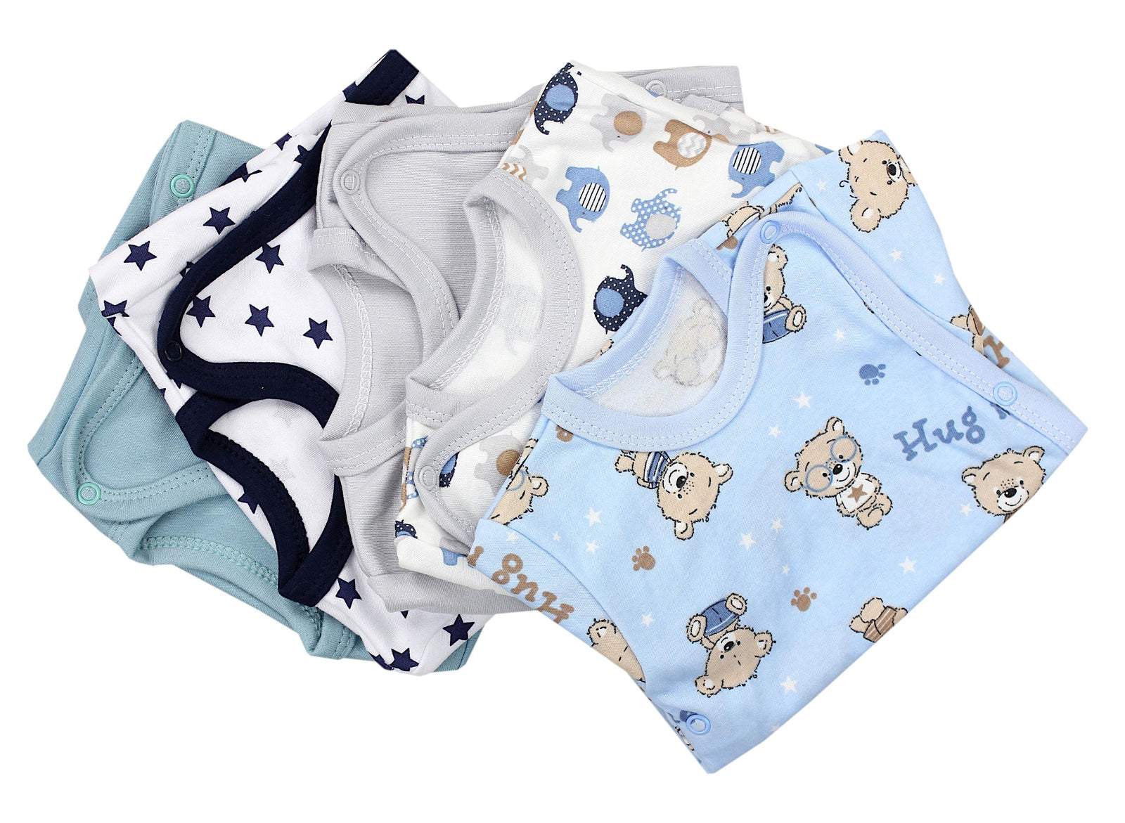 183-Baby Kurzarm Wickelbody mit Aufdruck - 5er Set-Bild5