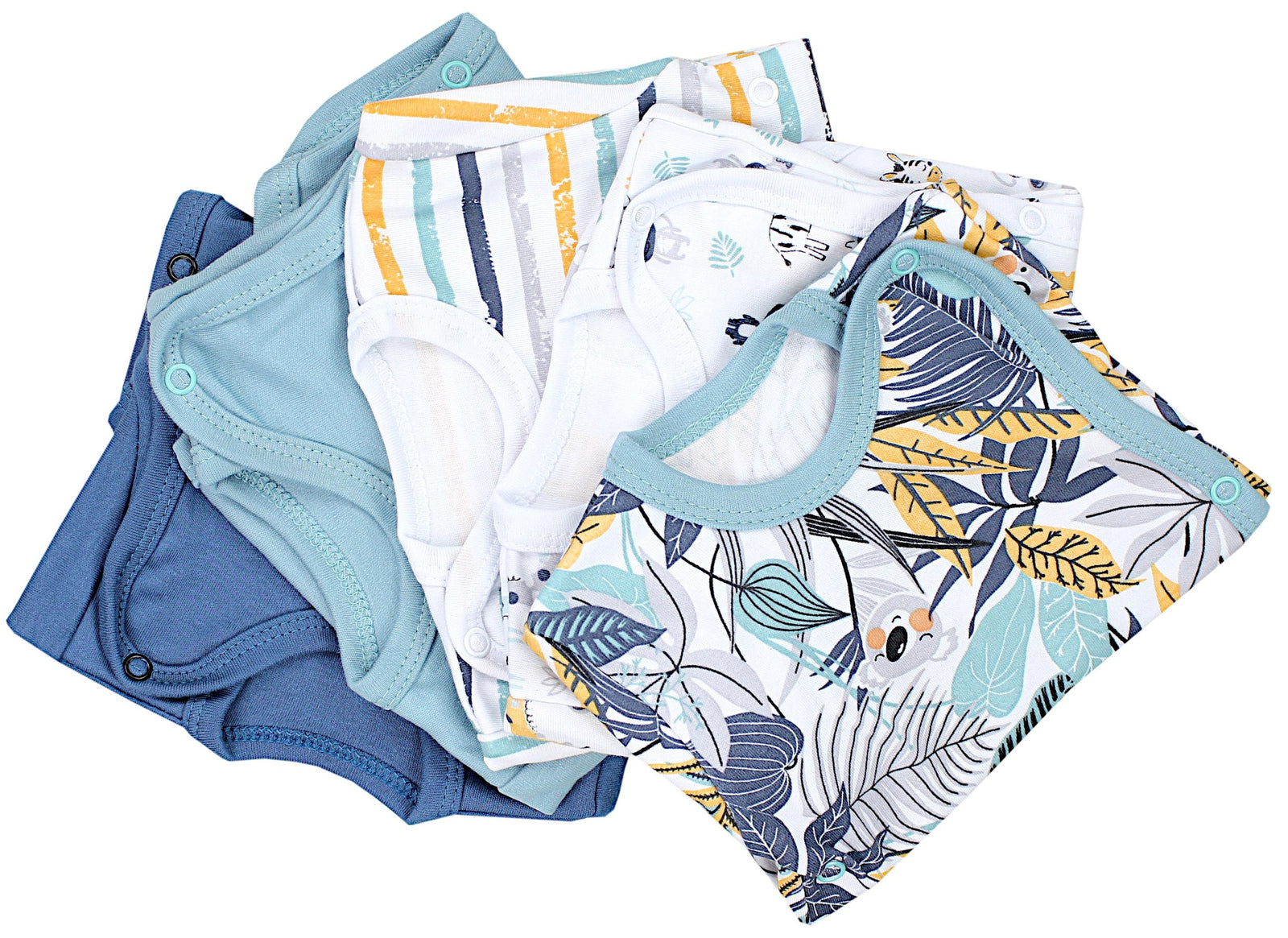 183-Baby Kurzarm Wickelbody mit Aufdruck - 5er Set-Bild5