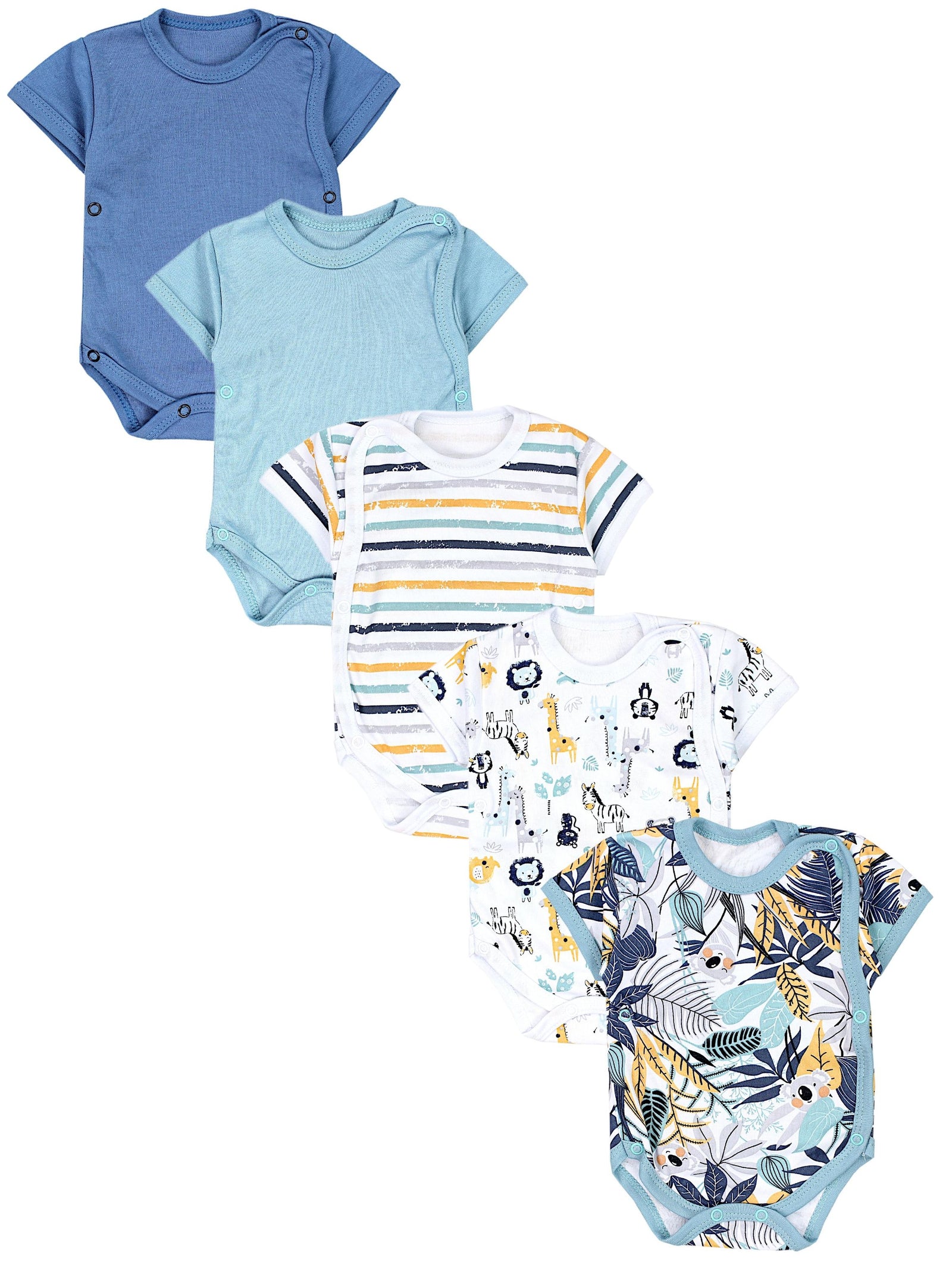 183-Baby Kurzarm Wickelbody mit Aufdruck - 5er Set-Hauptbild