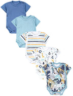 183-Baby Kurzarm Wickelbody mit Aufdruck - 5er Set-Hauptbild