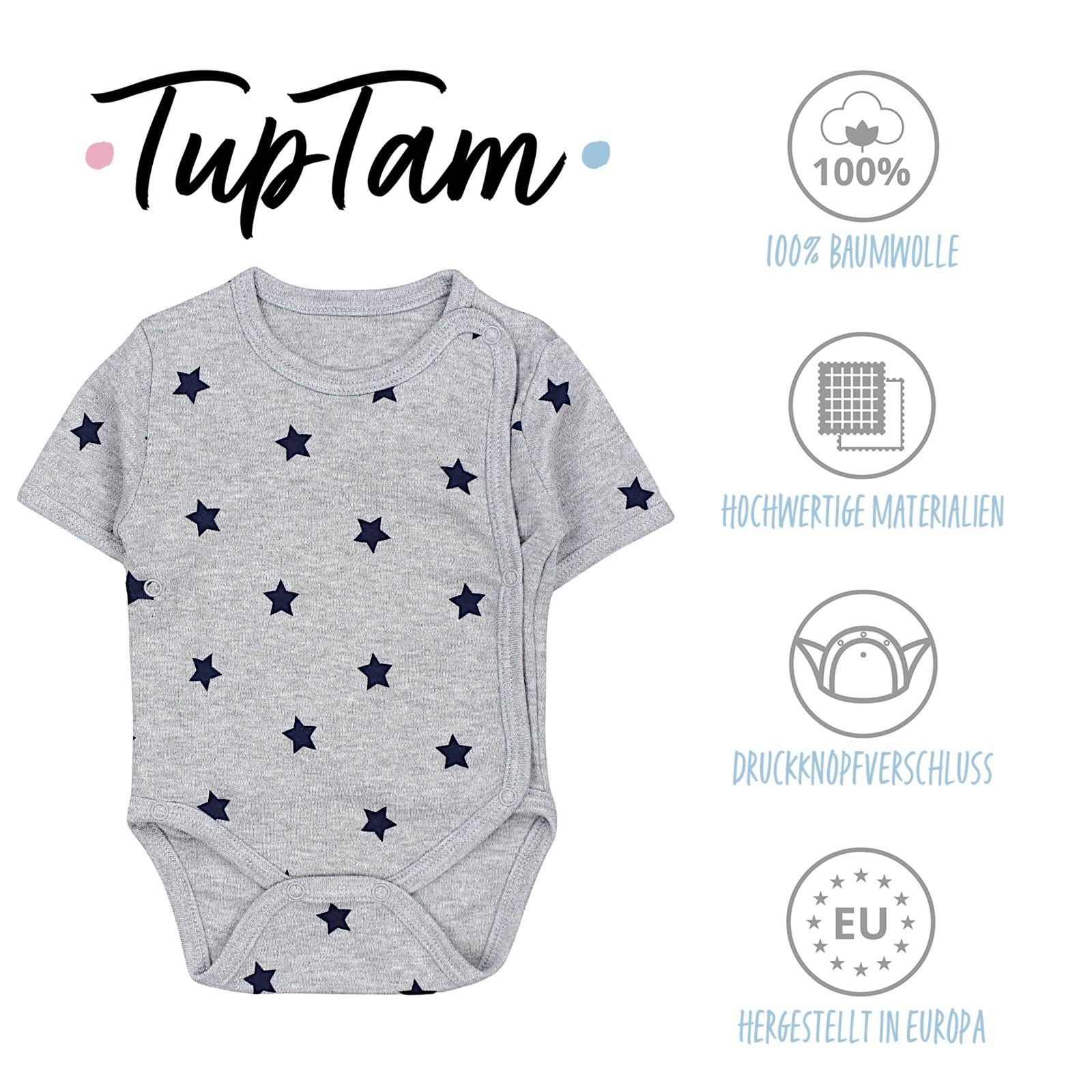 183-Baby Kurzarm Wickelbody mit Aufdruck - 5er Set-Bild1