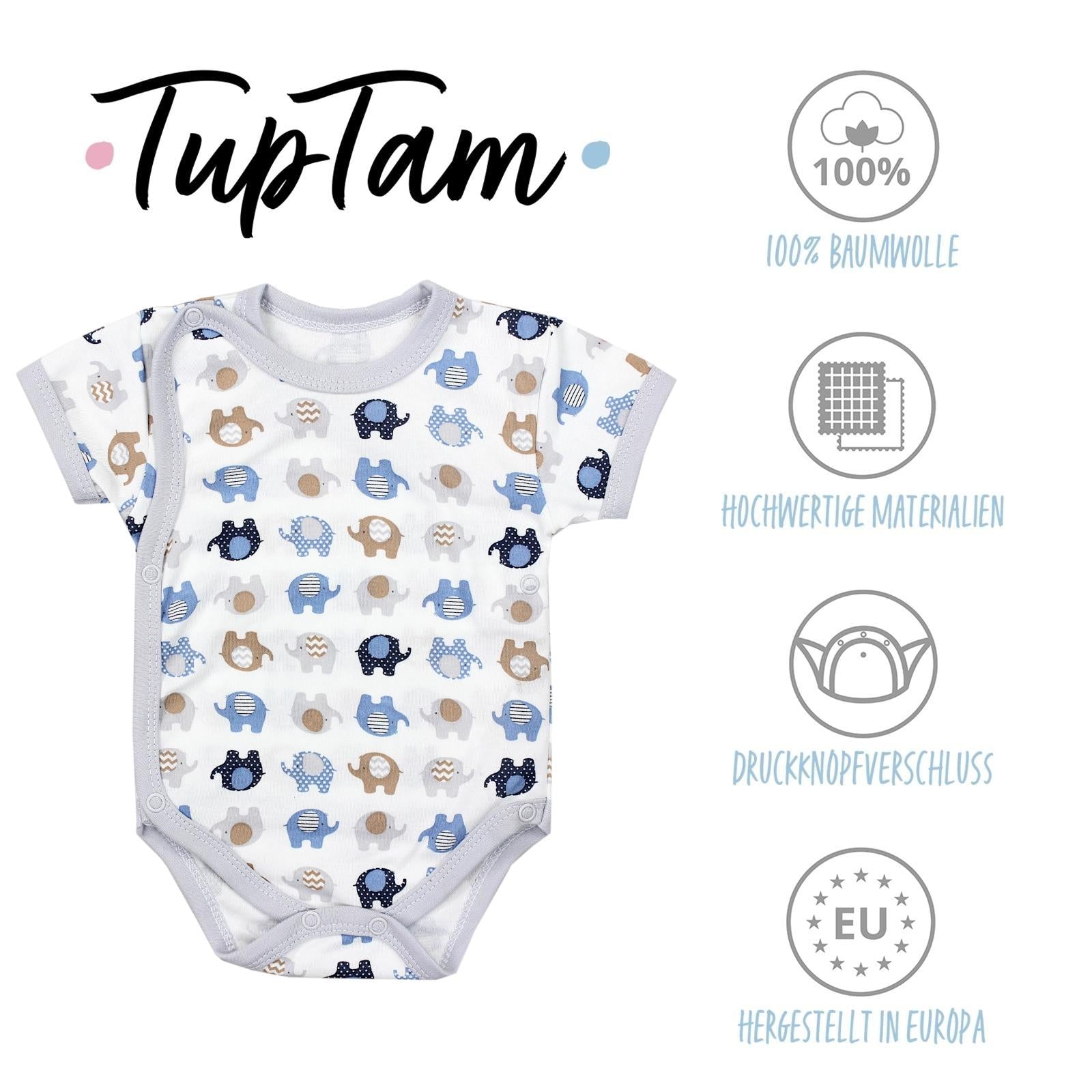183-Baby Kurzarm Wickelbody mit Aufdruck - 5er Set-Bild1