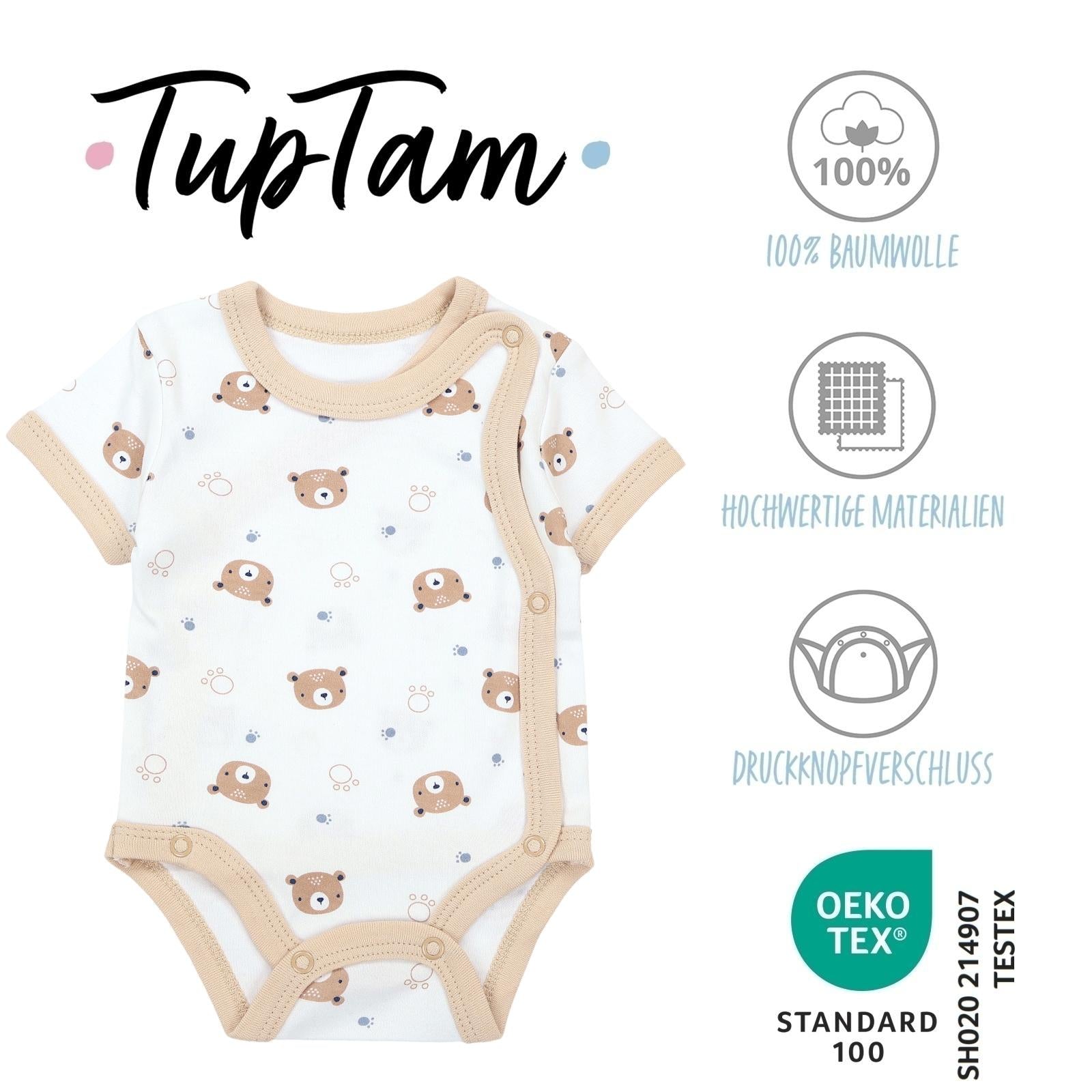 183-Baby Kurzarm Wickelbody mit Aufdruck - 5er Set-Bild1
