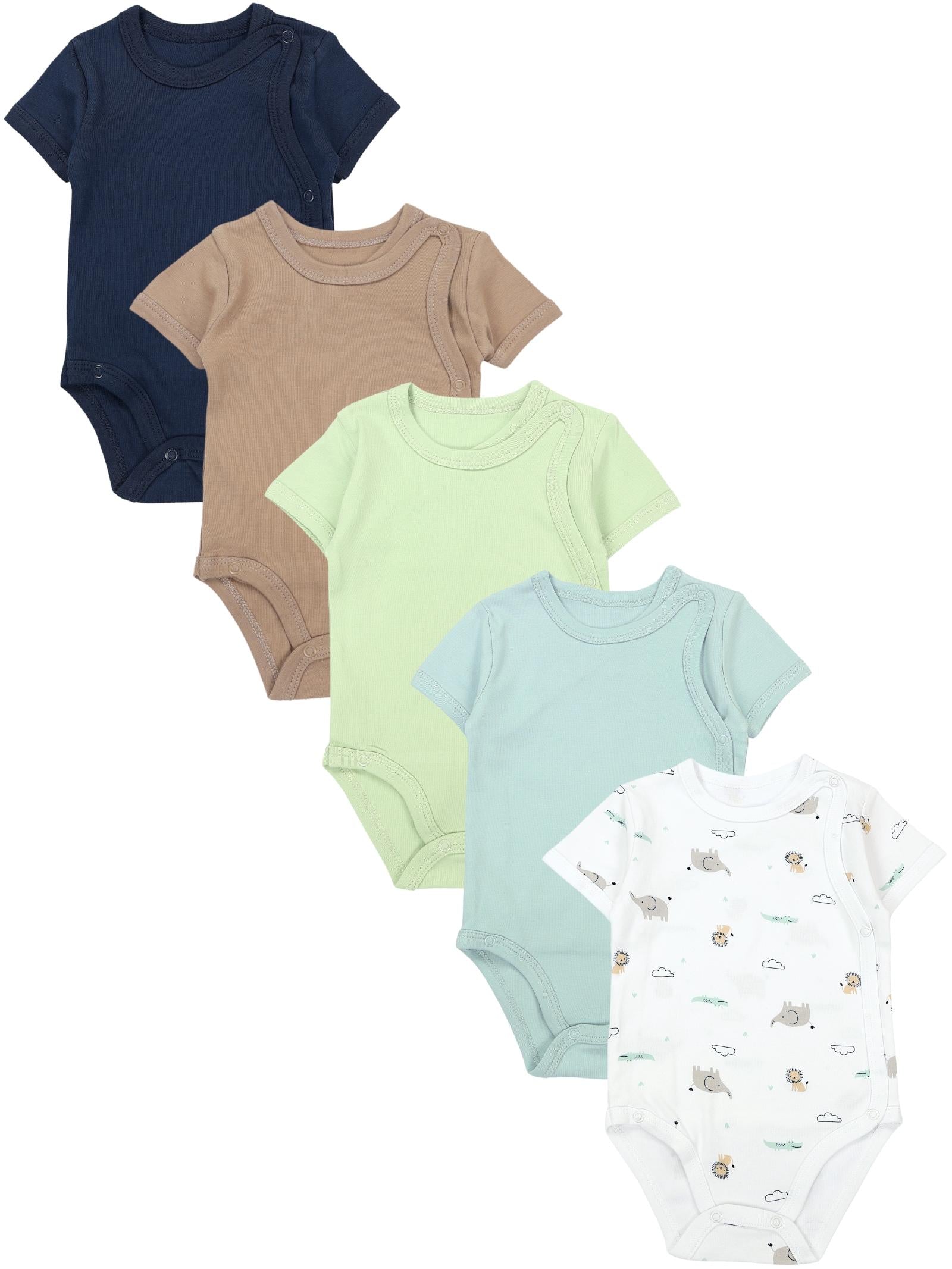 183-Baby Kurzarm Wickelbody mit Aufdruck - 5er Set-Hauptbild