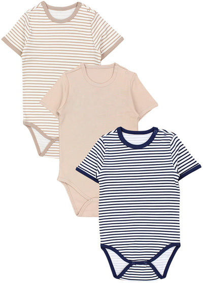 Streifen Mix Lightbeige Dunkelblau Beige Uni