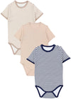 Streifen Mix Lightbeige Dunkelblau Beige Uni