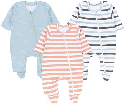 Streifen Beige Grau Blau