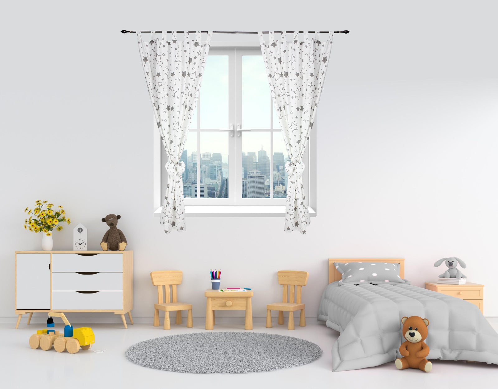 375-Vorhänge/Gardinen mit Schleifen 2er Set-Bild1