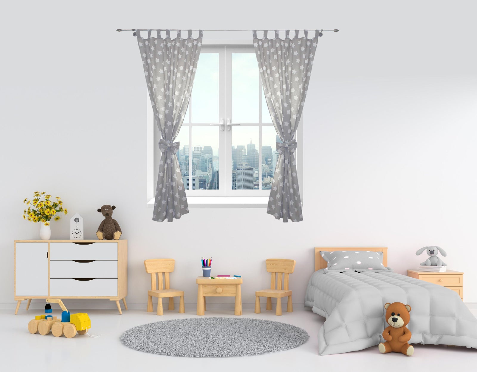 375-Vorhänge/Gardinen mit Schleifen 2er Set-Bild1