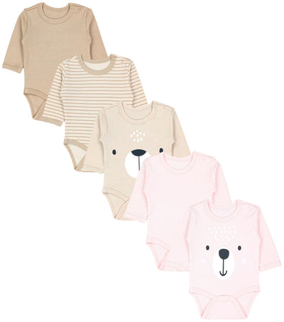 Tiergesichter Beige Rosa Punkte Streifen