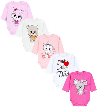 I love Mum Dad Weiß Katze Maus Rosa Bär Ecru