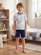71847_aSKLYswyso81Dvwk-Kinder Jungen Pyjama Set Kurzarm 2-teilig Sommer-Bild3