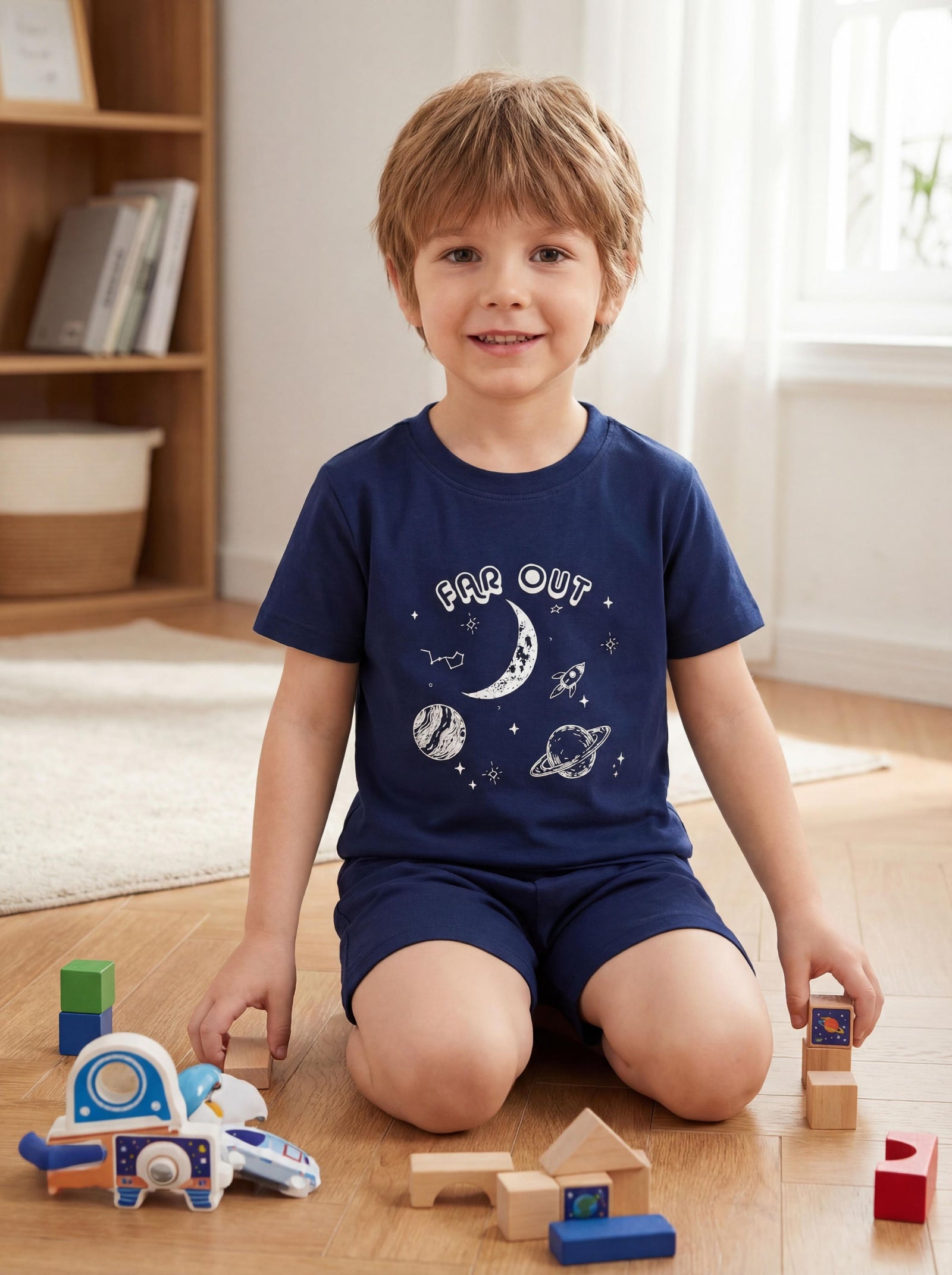 71863_BSnHAIfszBUnDakm-Kinder Jungen Pyjama Set Kurzarm 2-teilig Sommer-Bild3