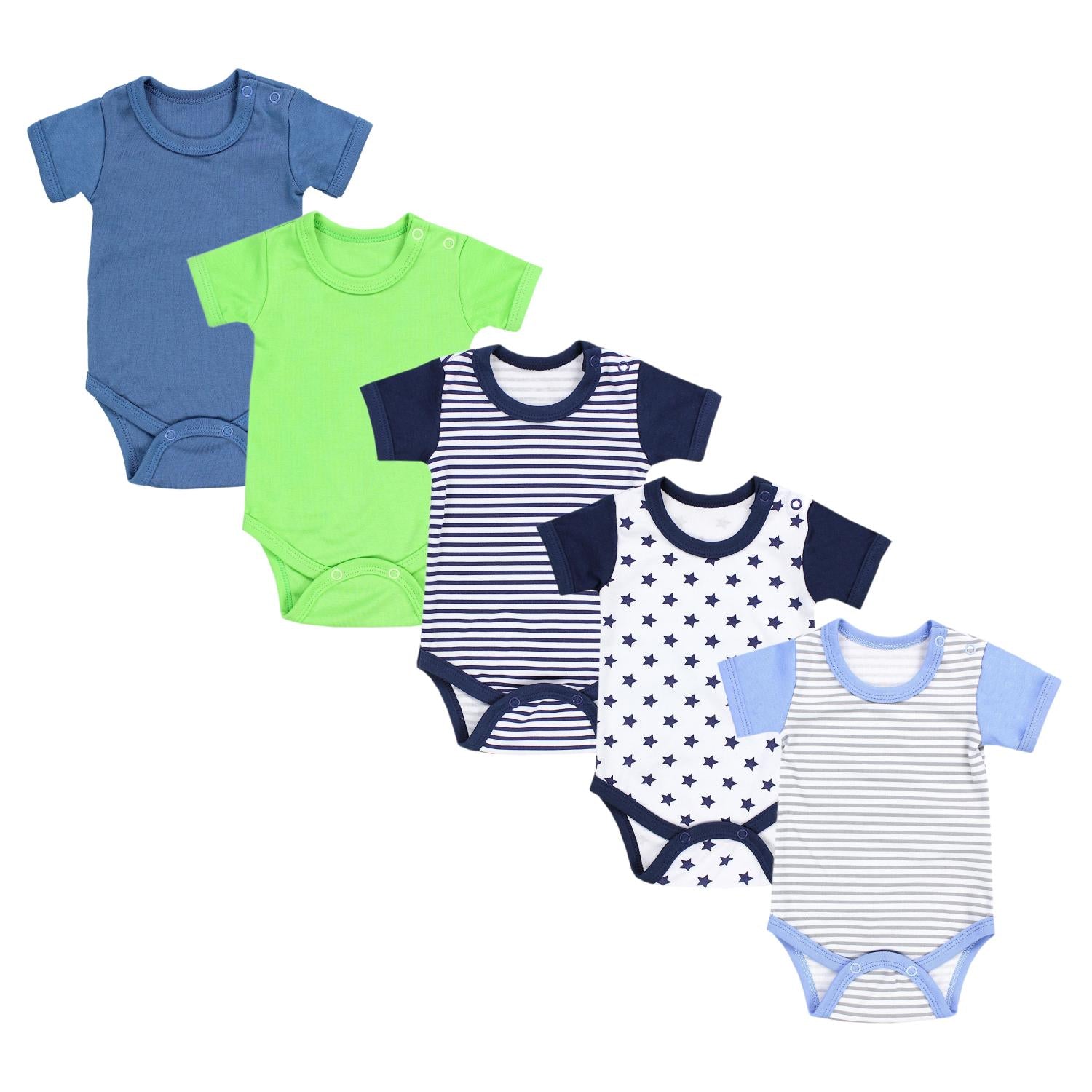Baby Body Kurzarm Unifarben - 5er Set