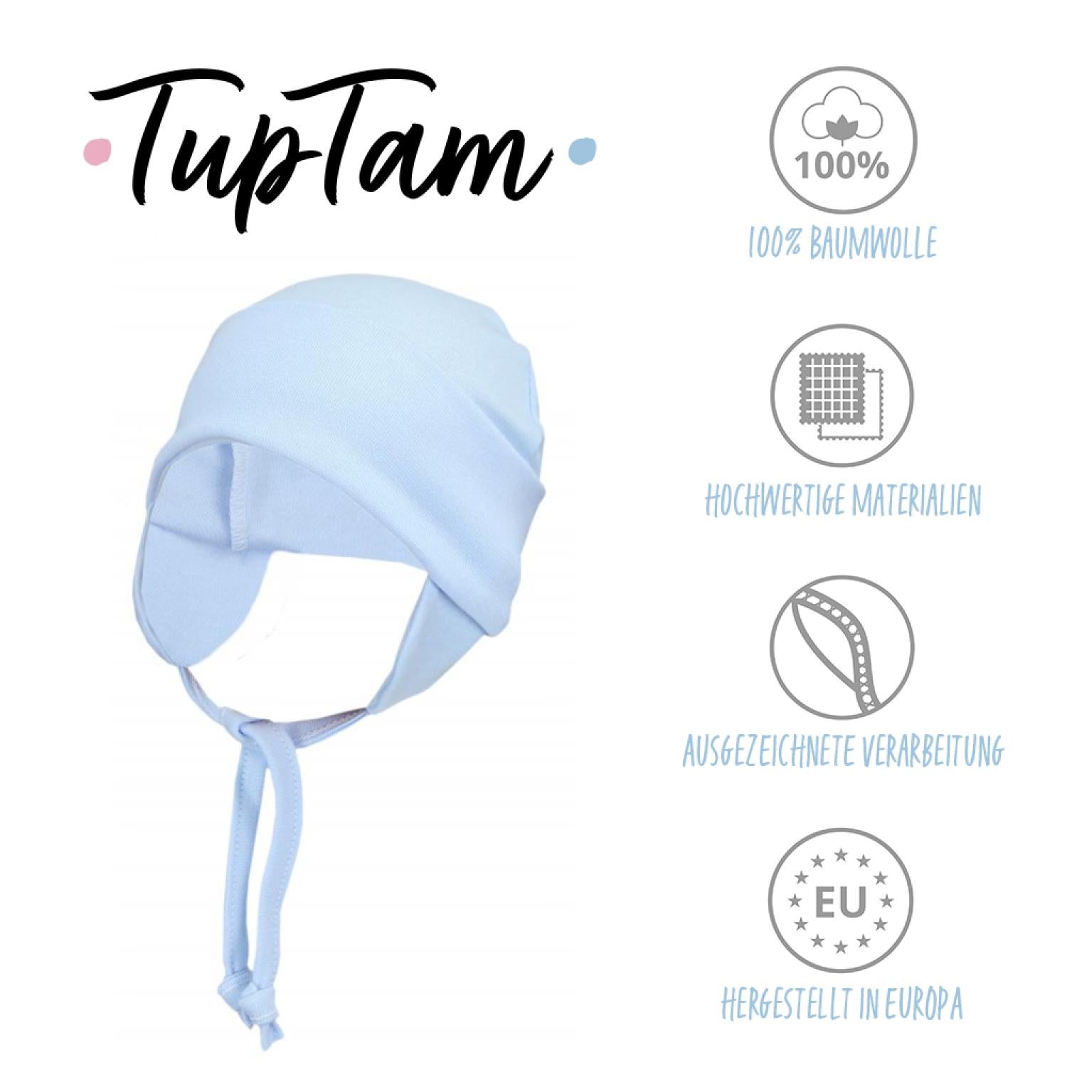 Erstlingsmütze mit Ohrenklappen - 2er Pack