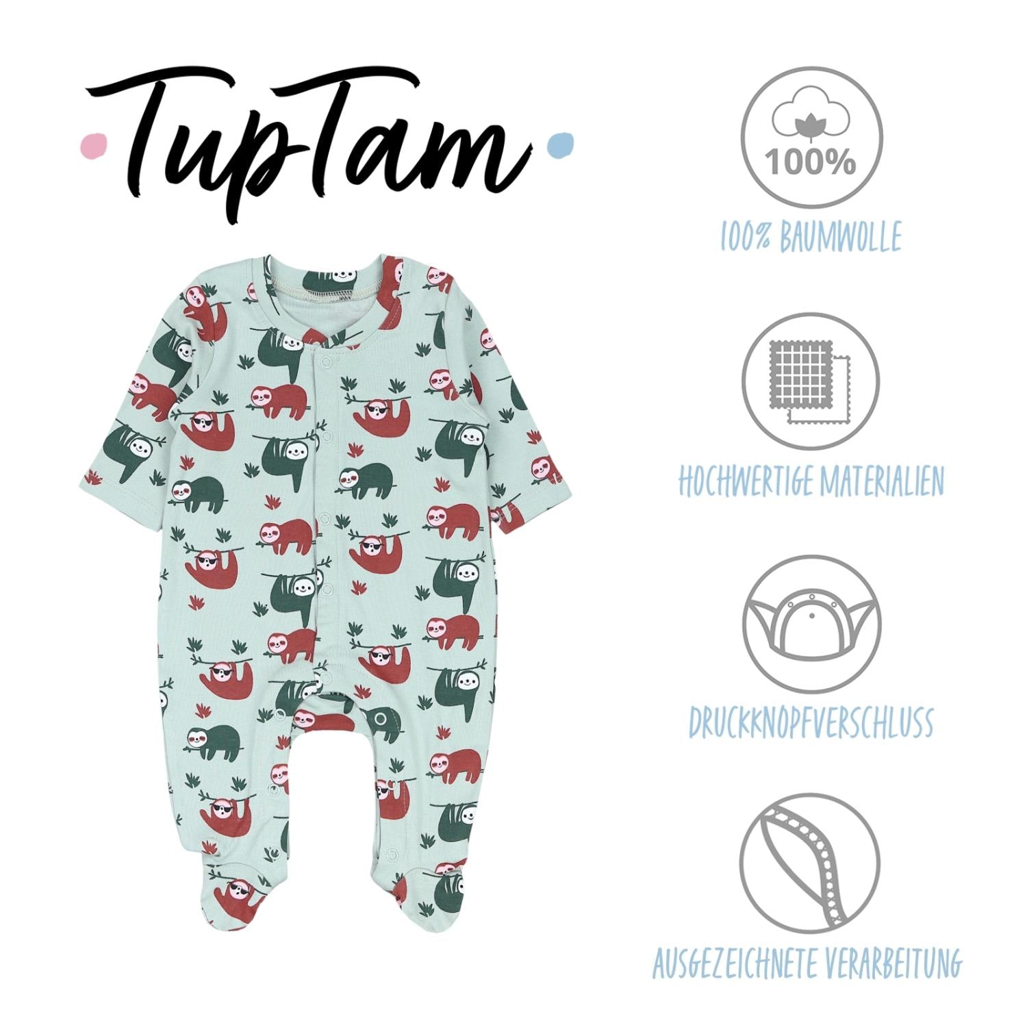 Jungen Schlafstrampler mit Fuß 3er Pack