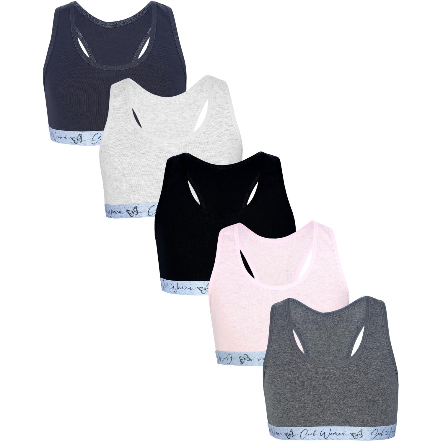 Mädchen Bustier mit breiten Trägern & Racerback (5er Pack)