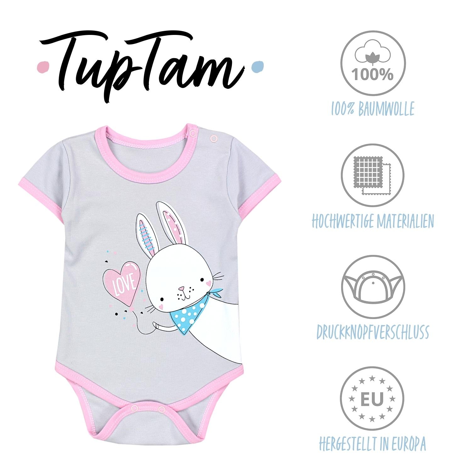 Baby Body Kurzarm in Unifarben - 5er Set