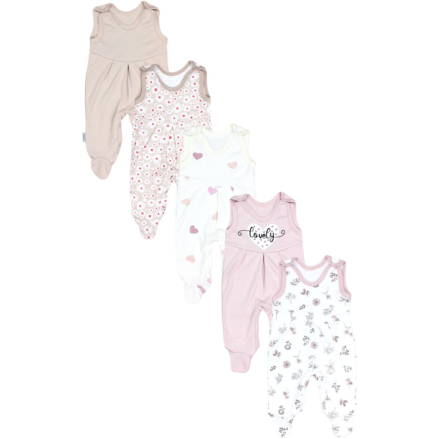 Strampler mit Aufdruck- 5er Pack