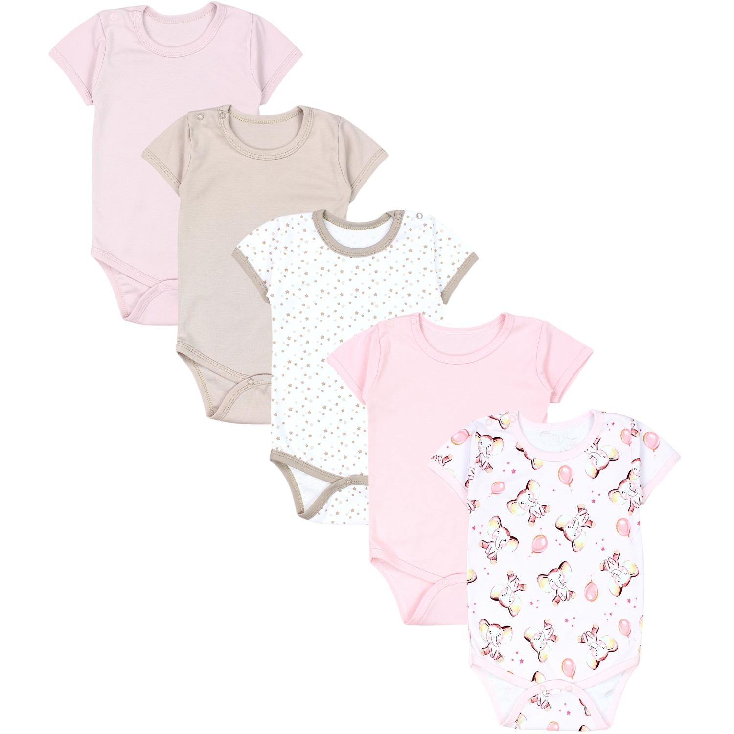 Baby Body Kurzarm in Unifarben - 5er Set