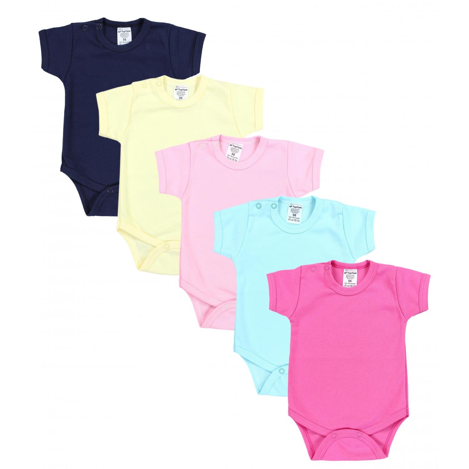 Baby Body Kurzarm in Unifarben - 5er Set