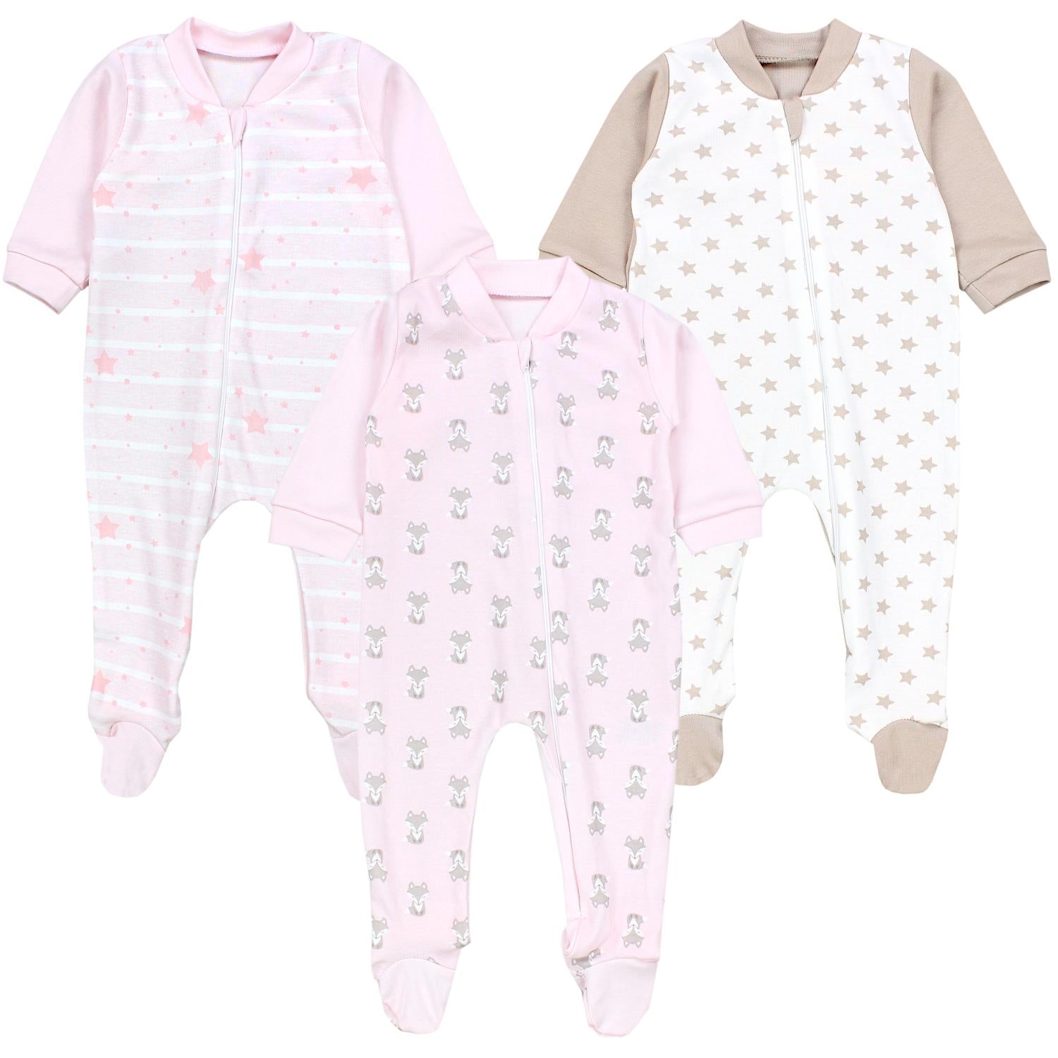 Schlafstrampler mit Fuß - 3er Set