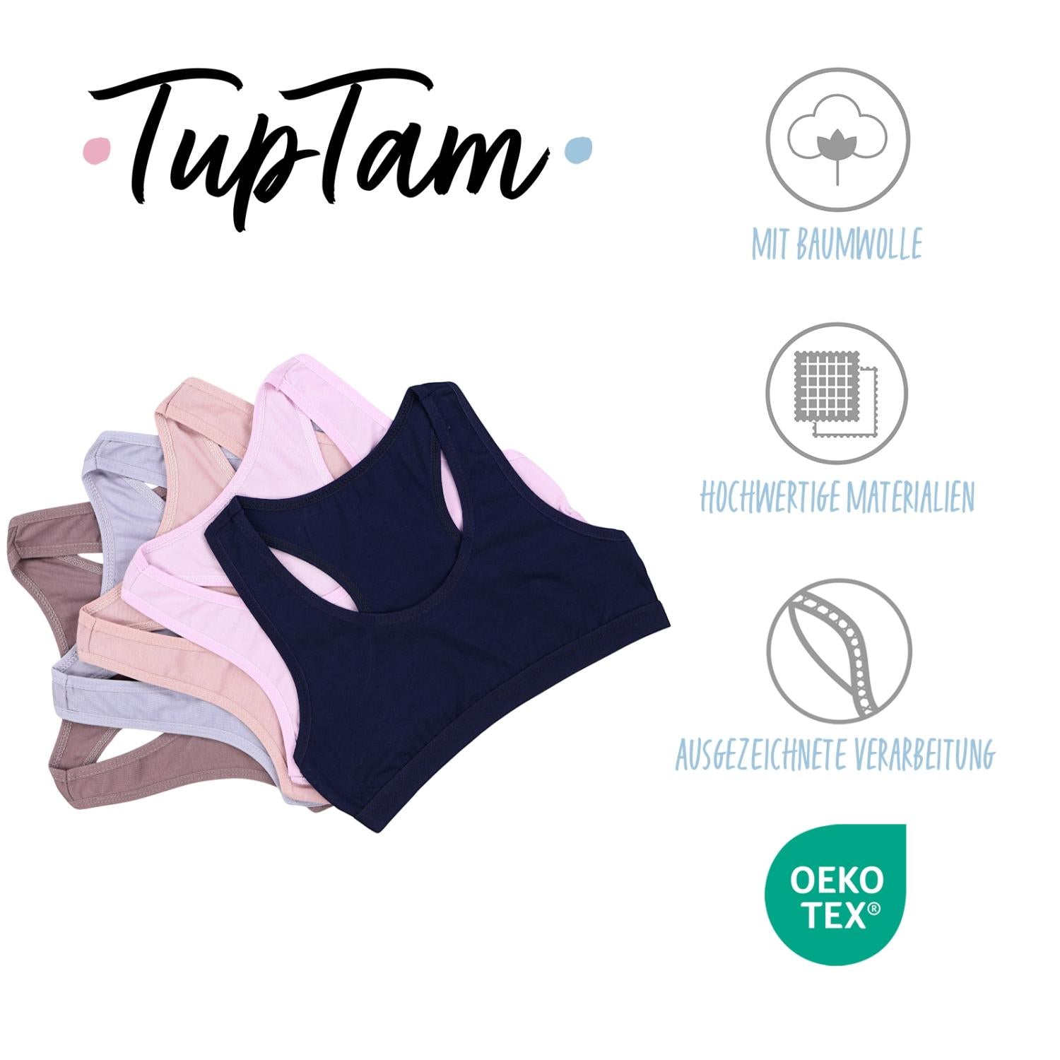 TupTam Mädchen Bustier mit breiten Trägern und Racerback 5er Pack