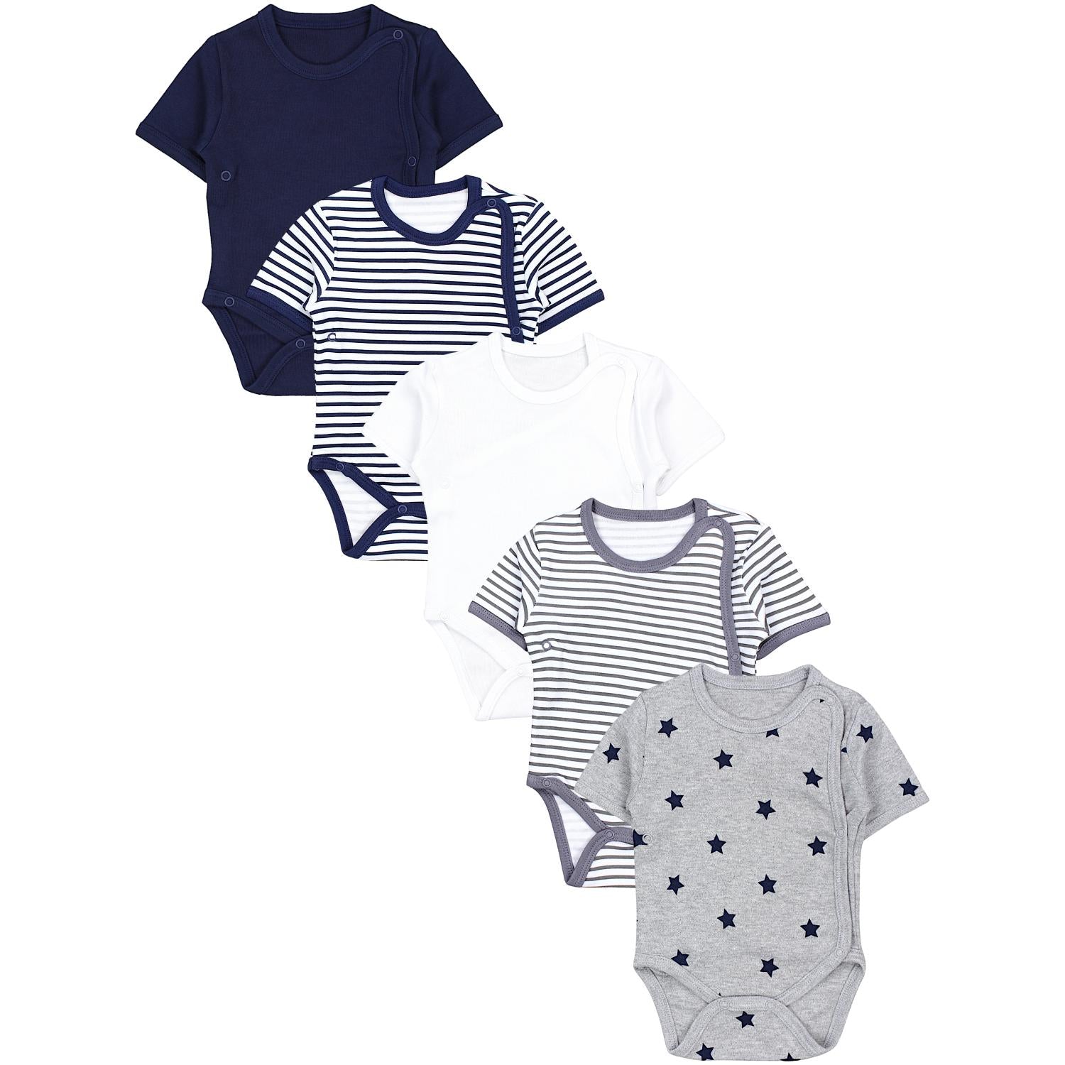 Baby Kurzarm Wickelbody mit Aufdruck - 5er Set