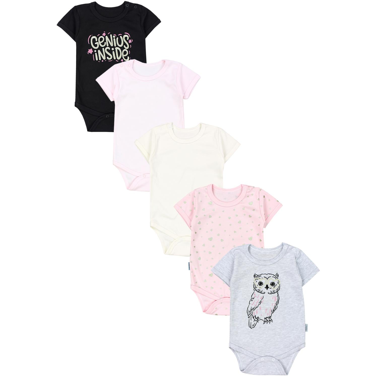 Baby Body Kurzarm in Unifarben - 5er Set