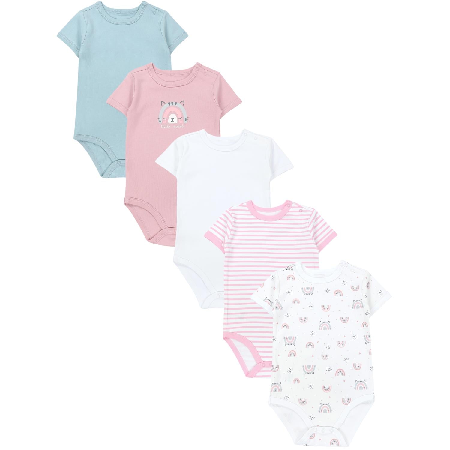 Kurzarm- Body mit Aufdruck -5er Set