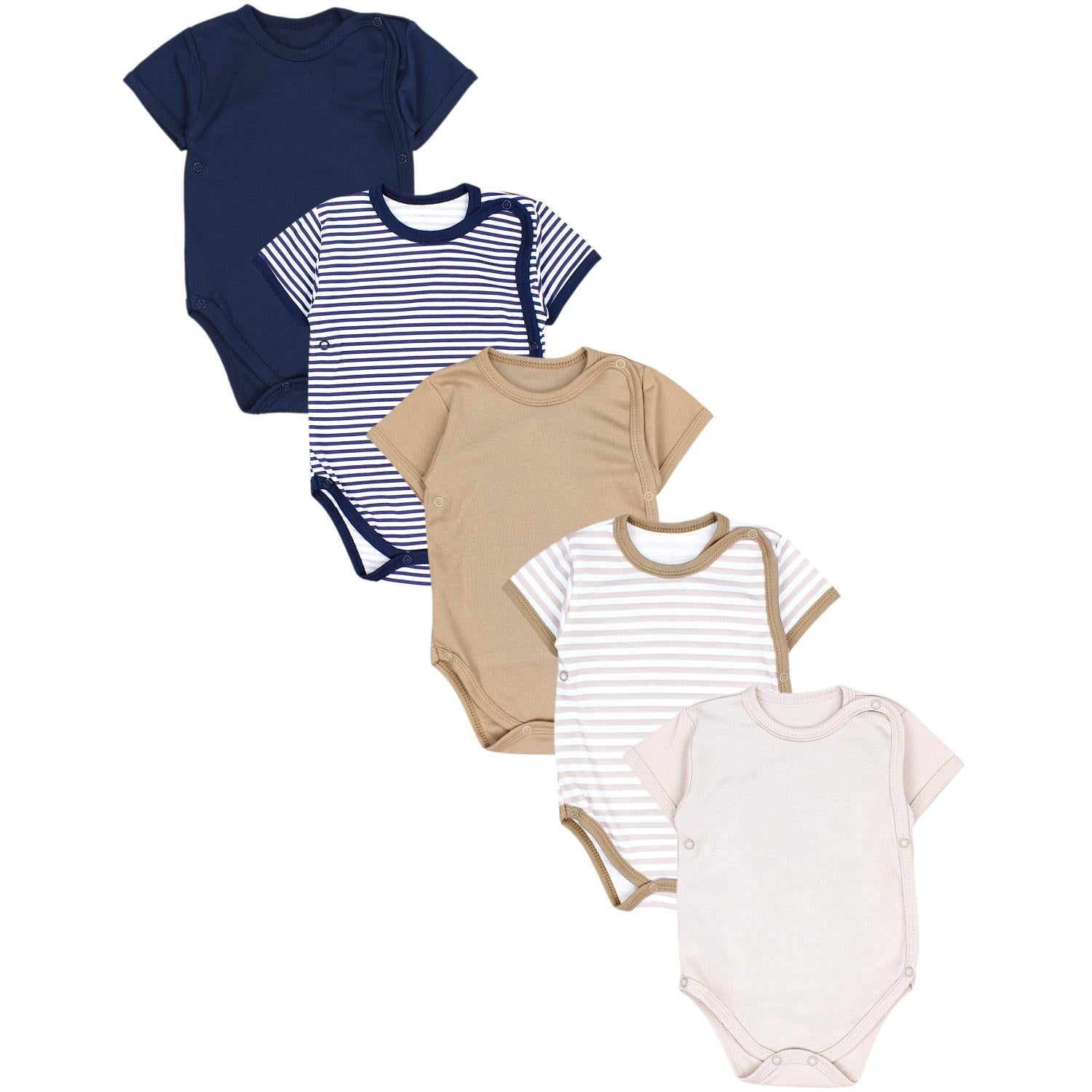 Baby Kurzarm Wickelbody mit Aufdruck - 5er Set