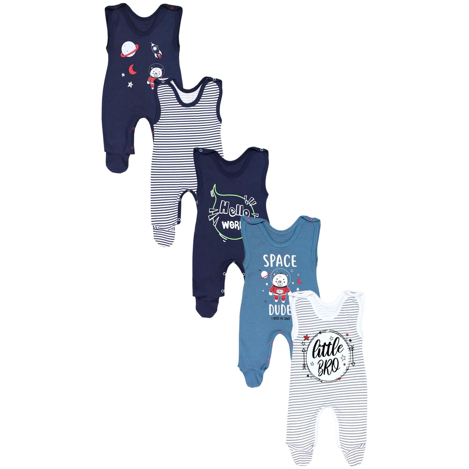 Strampler mit Aufdruck- 5er Pack