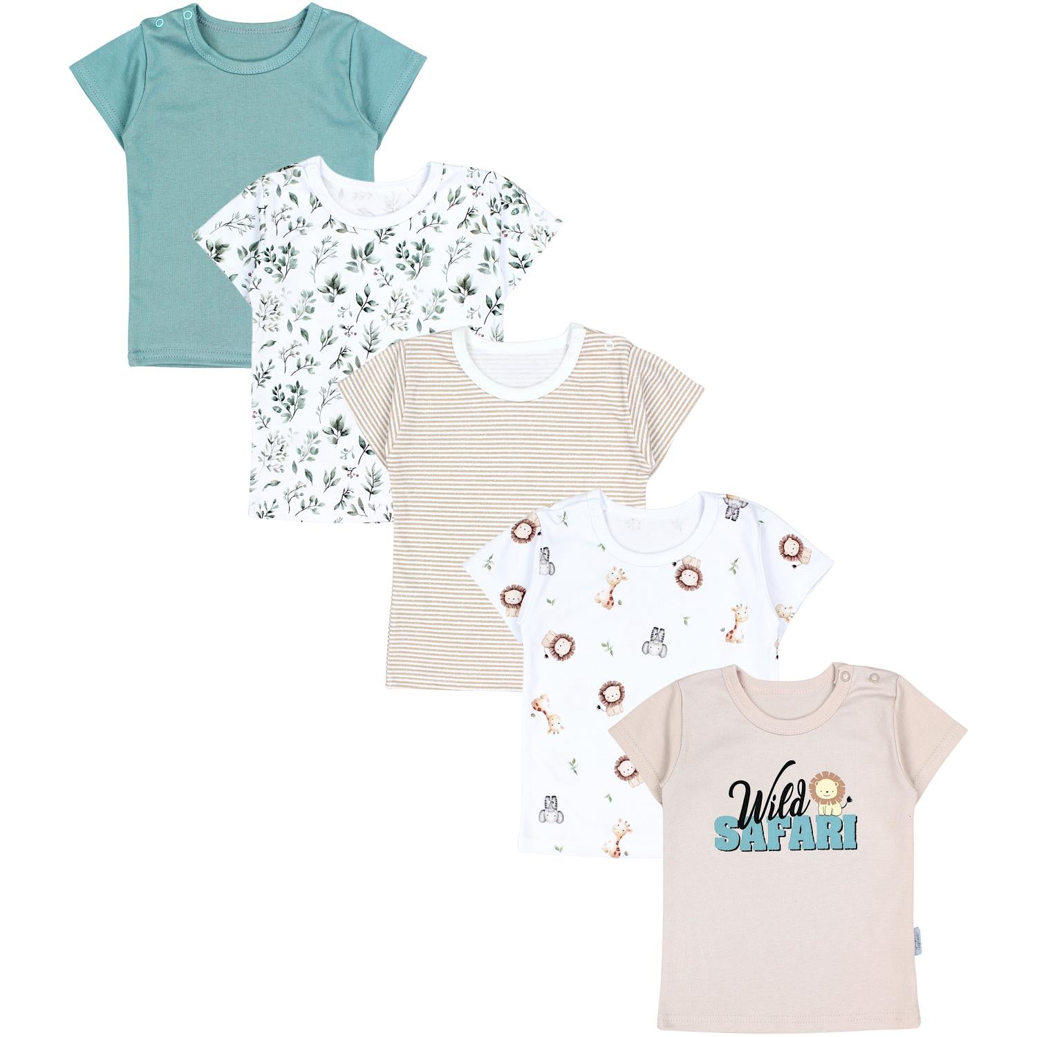 Kurzarm-Shirt mit Aufdruck - 5er Set