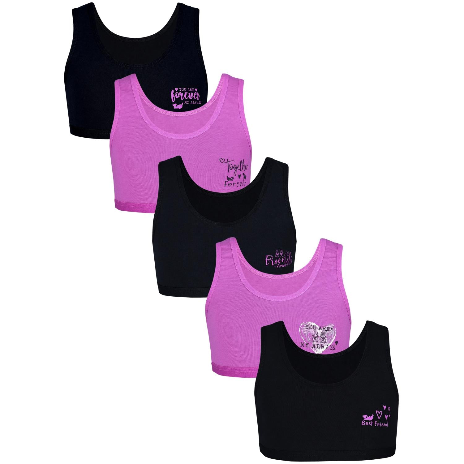 Mädchen Bustier breite Träger- 5er Set