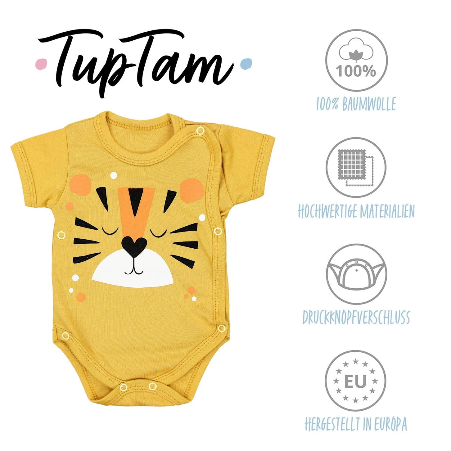 Baby Kurzarm Wickelbody mit Aufdruck - 5er Set