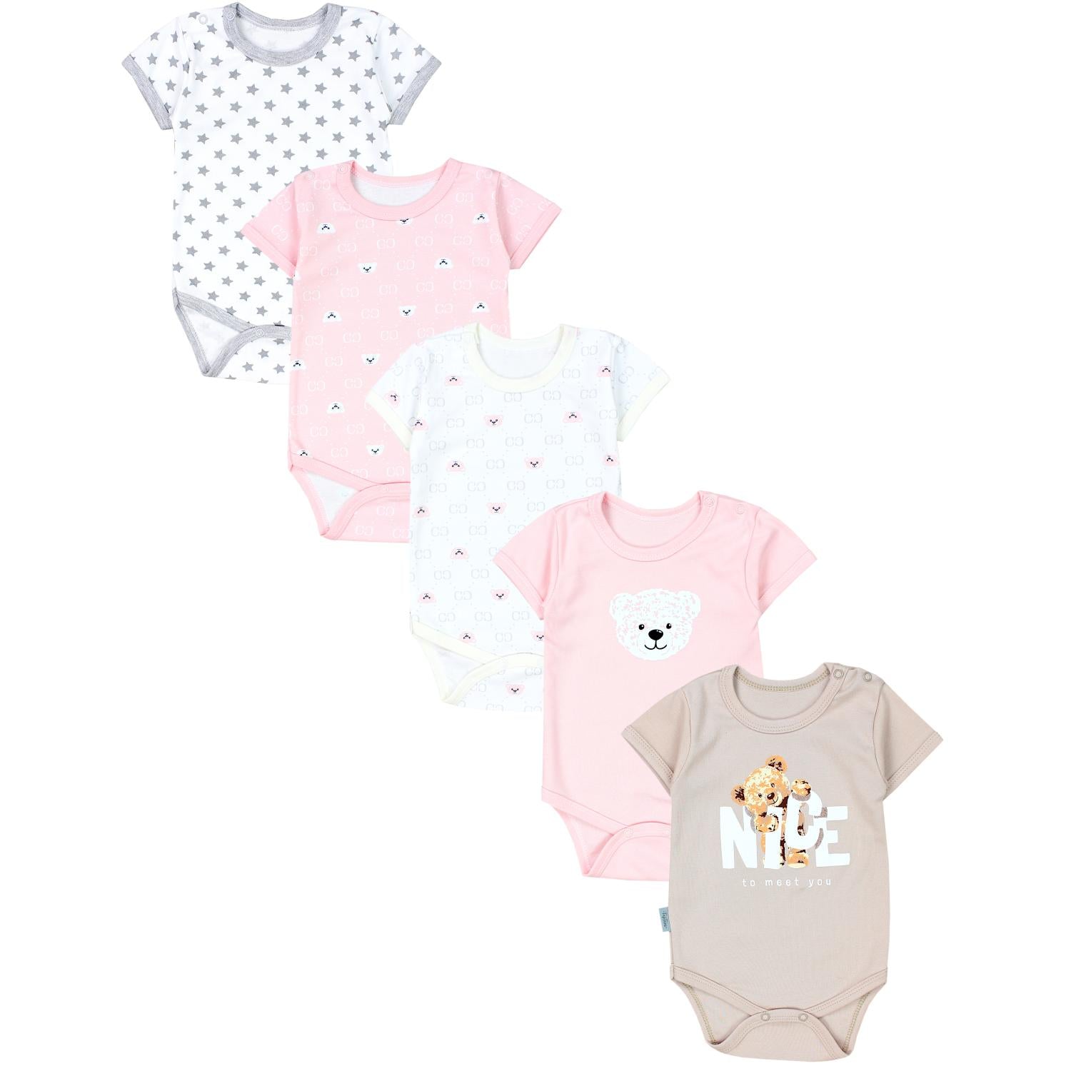 Baby Body Kurzarm in Unifarben - 5er Set