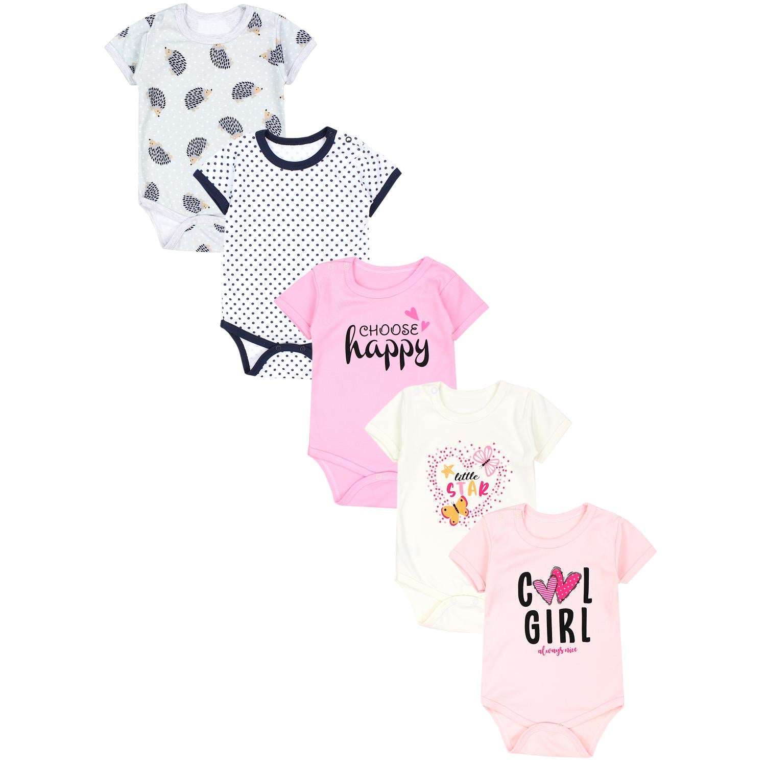 Baby Body Kurzarm in Unifarben - 5er Set