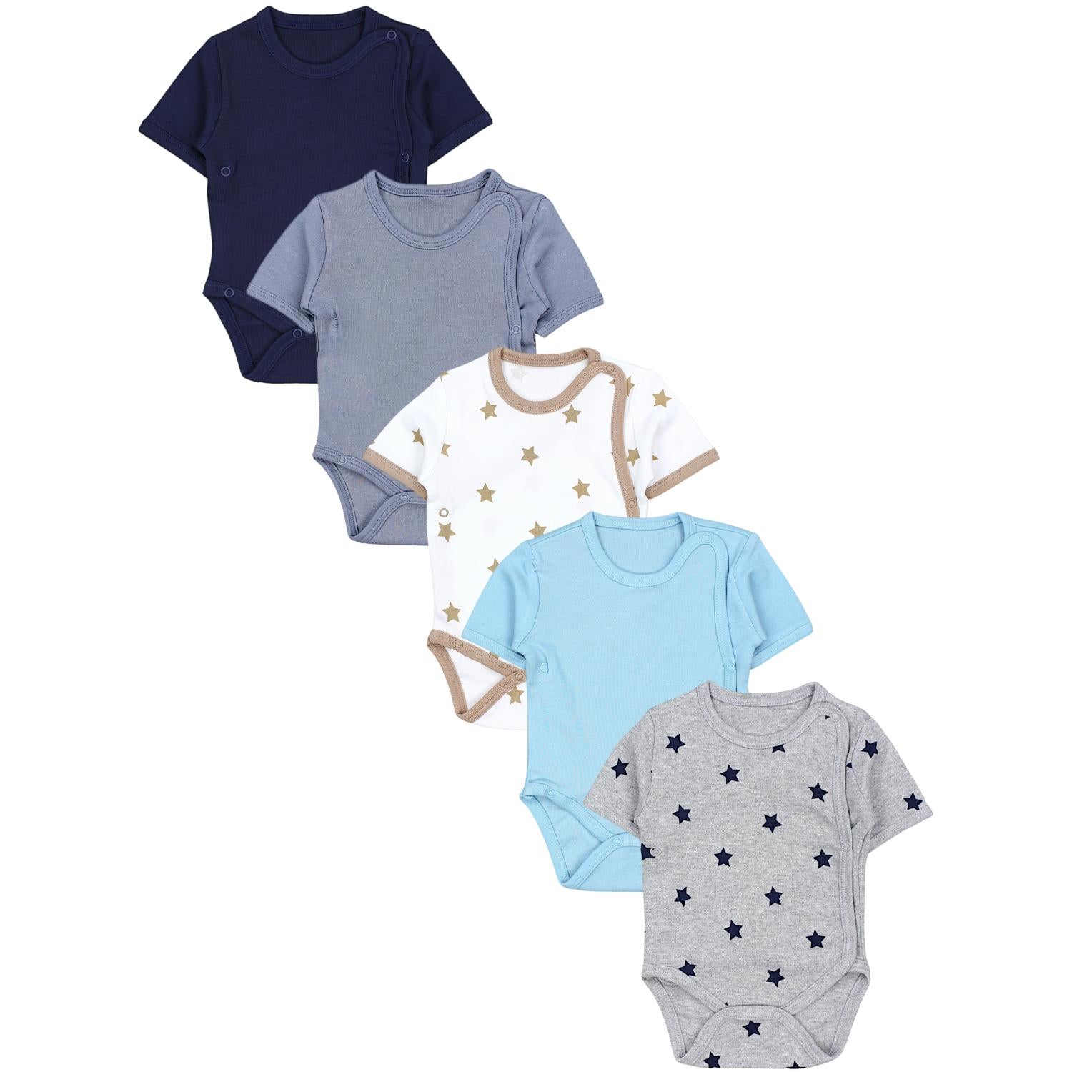 Baby Kurzarm Wickelbody mit Aufdruck - 5er Set