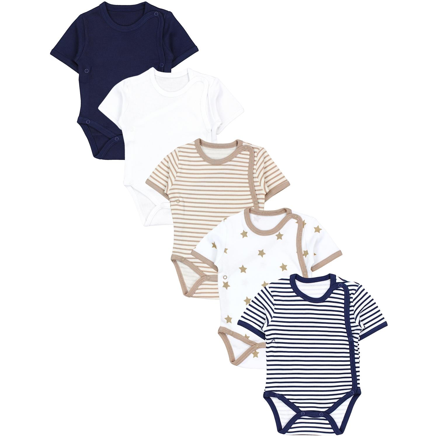 Baby Kurzarm Wickelbody mit Aufdruck - 5er Set