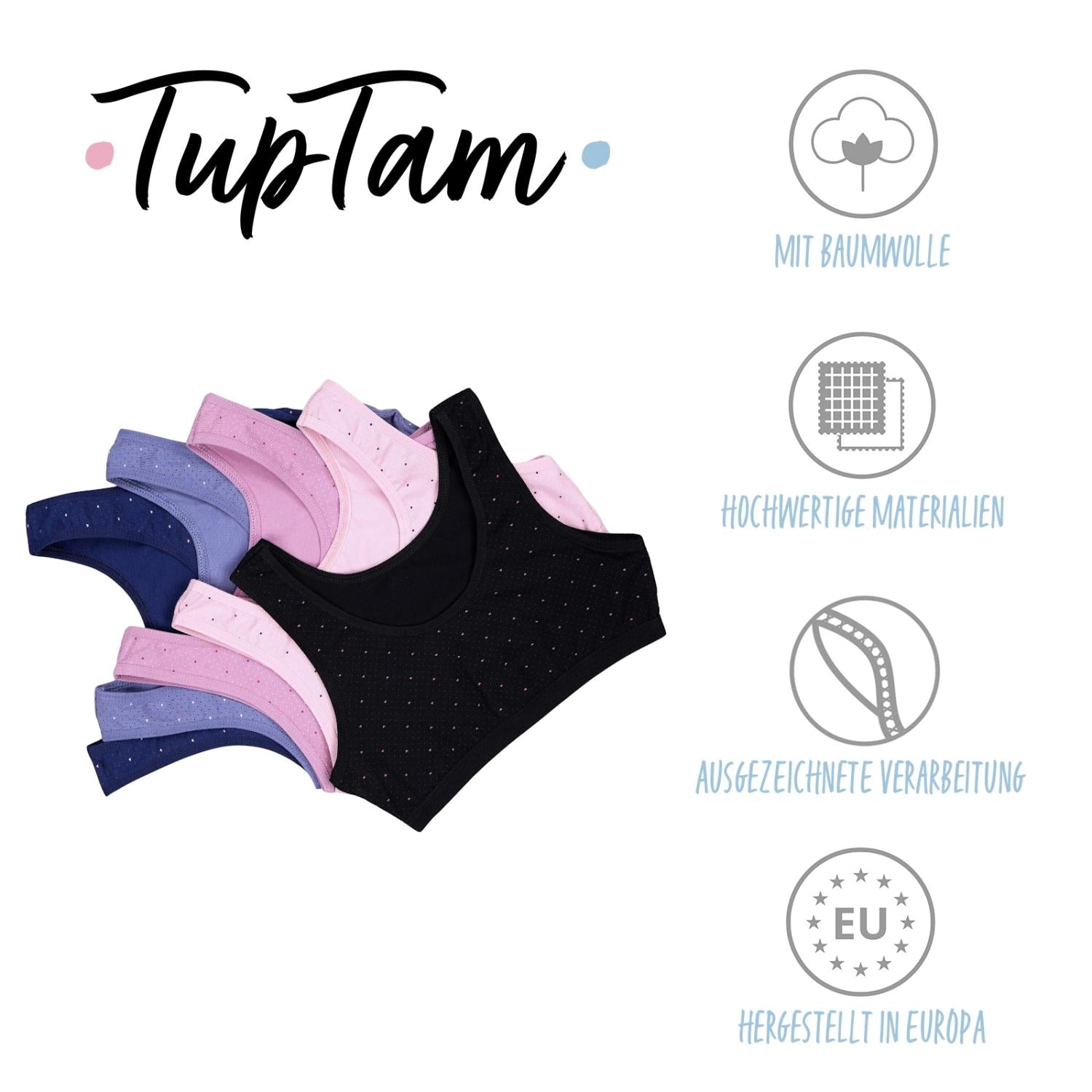 Mädchen Bustier breite Träger- 5er Set