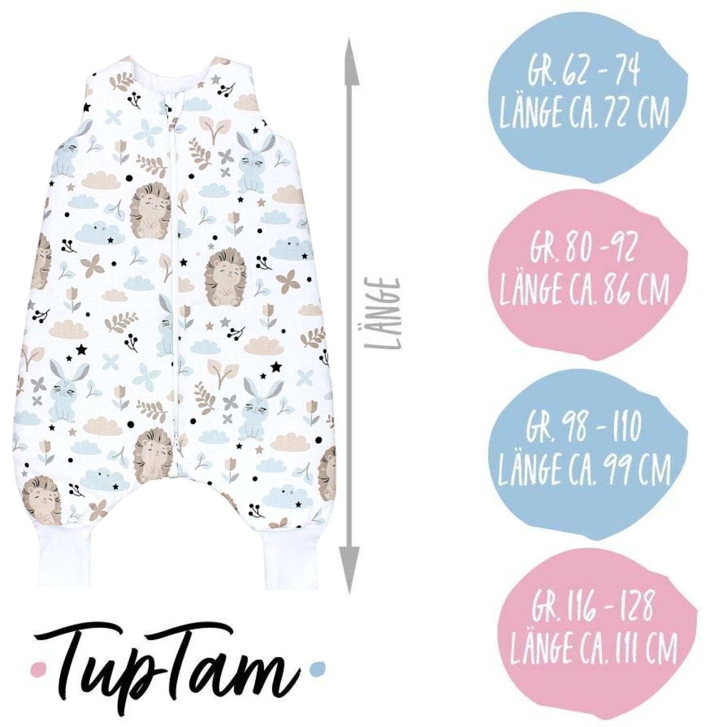 TupTam Baby Winterschlafsack mit Beinen OEKO- TEX zertifizierte Materialien 2.5 TOG Unisex
