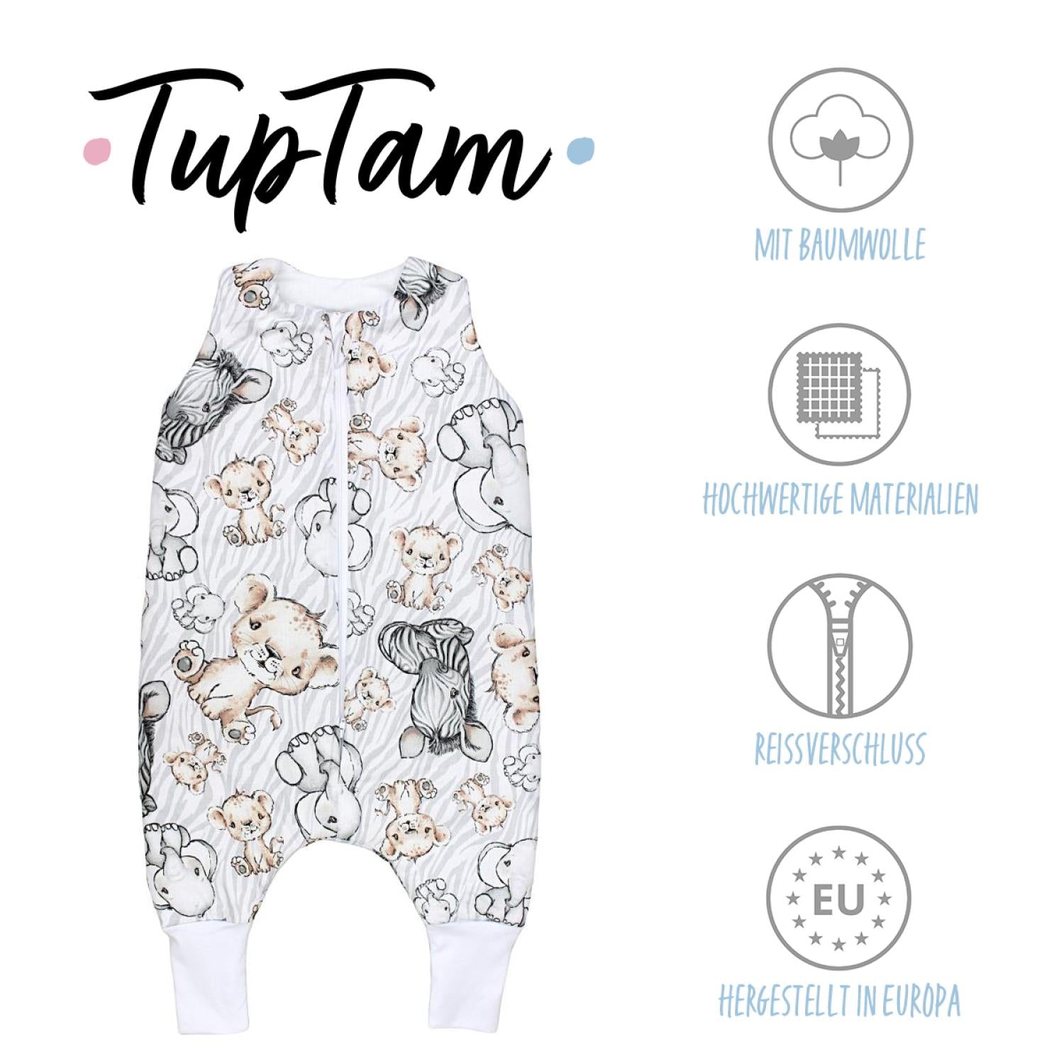 TupTam Baby Winterschlafsack mit Beinen OEKO- TEX zertifizierte Materialien 2.5 TOG Unisex
