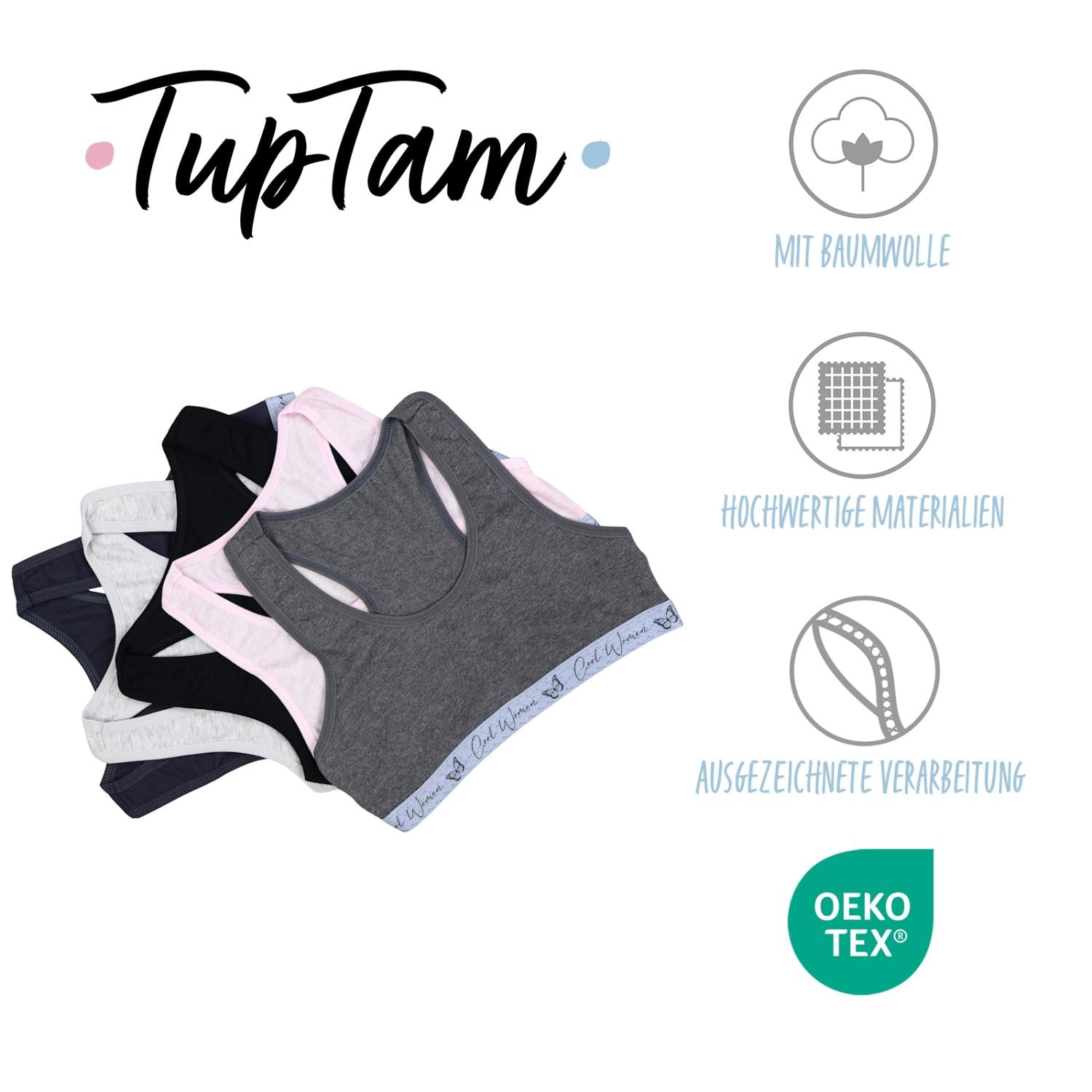 TupTam Mädchen Bustier mit breiten Trägern und Racerback 5er Pack