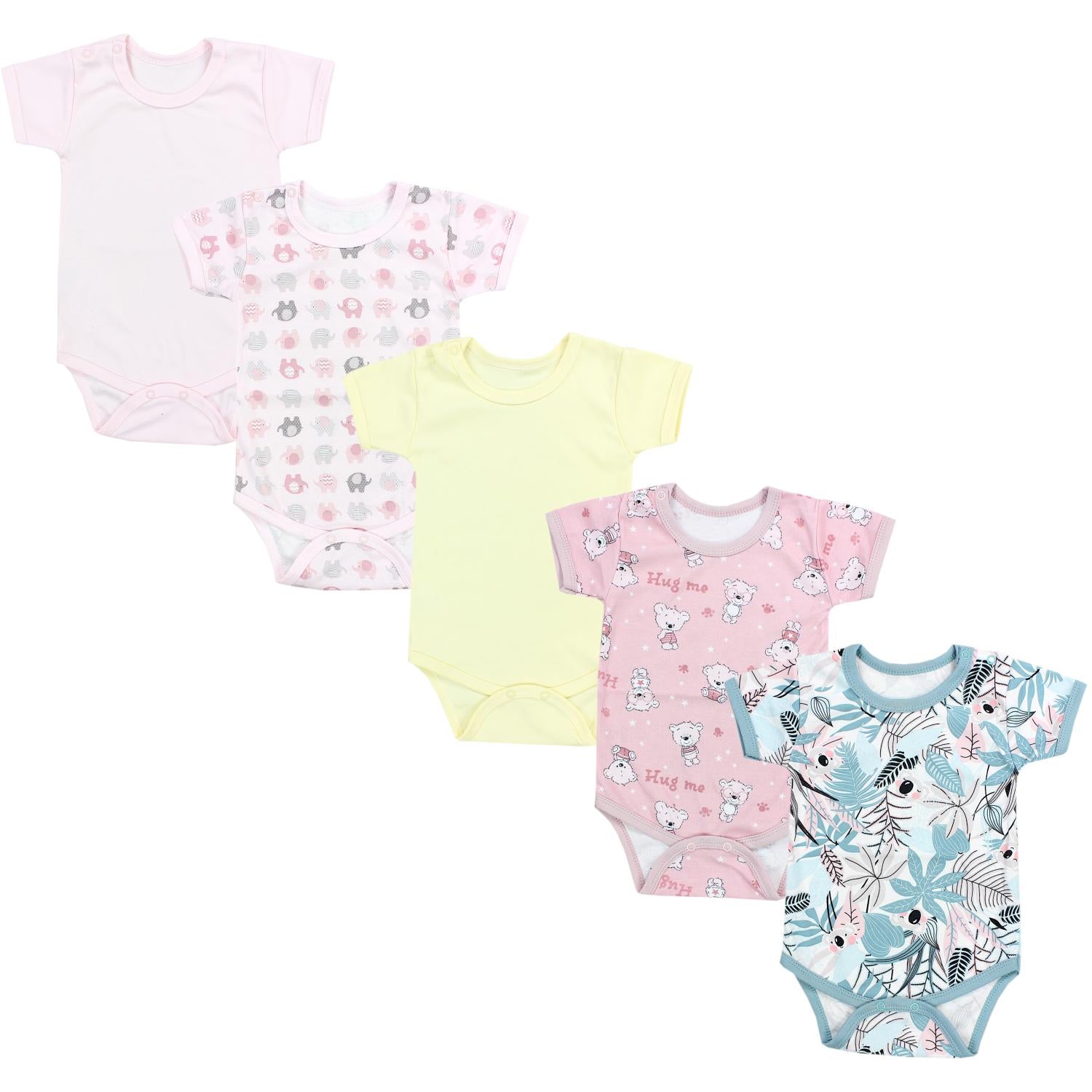 Baby Body Kurzarm in Unifarben - 5er Set