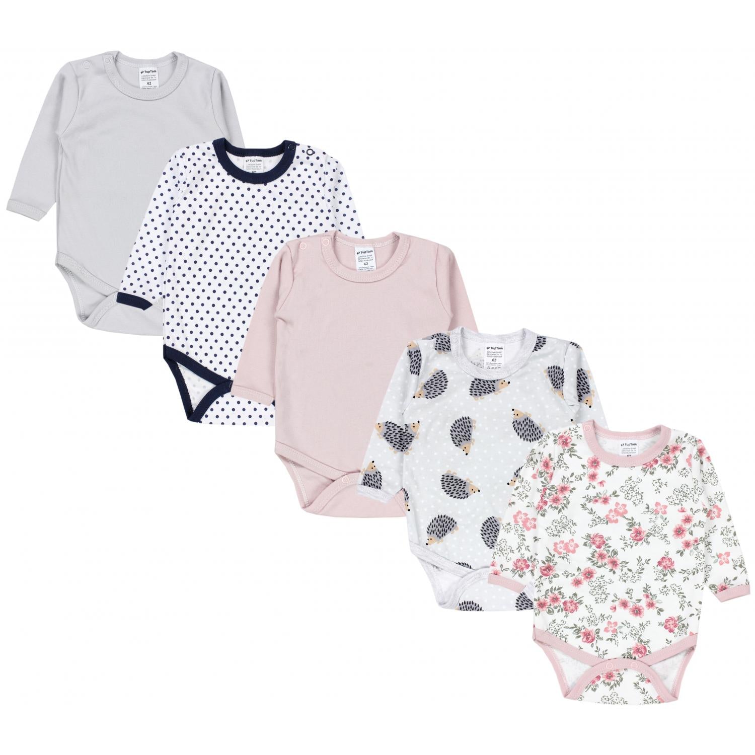 Baby Body Langarm Unifarben - 5er Set