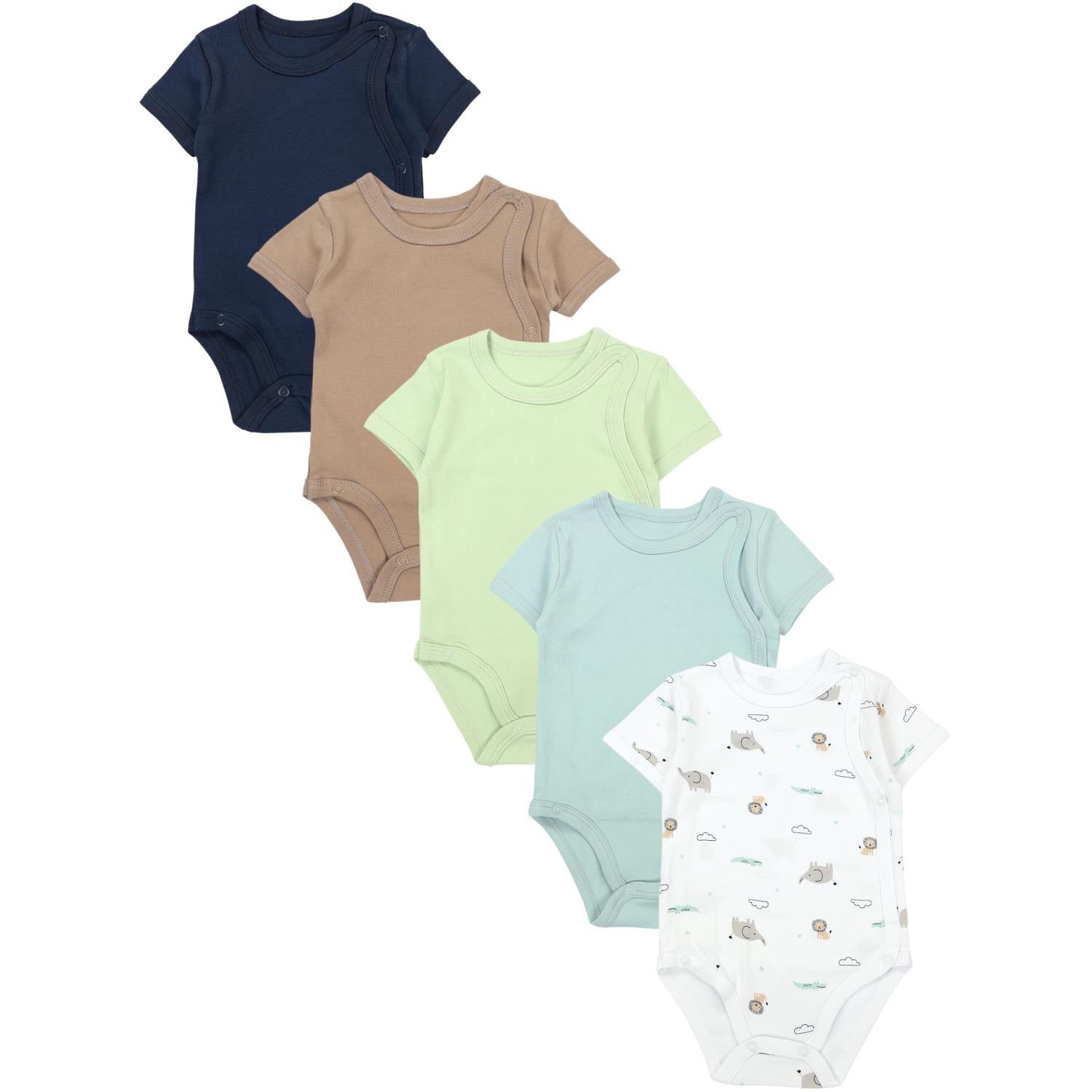 Baby Kurzarm Wickelbody mit Aufdruck - 5er Set