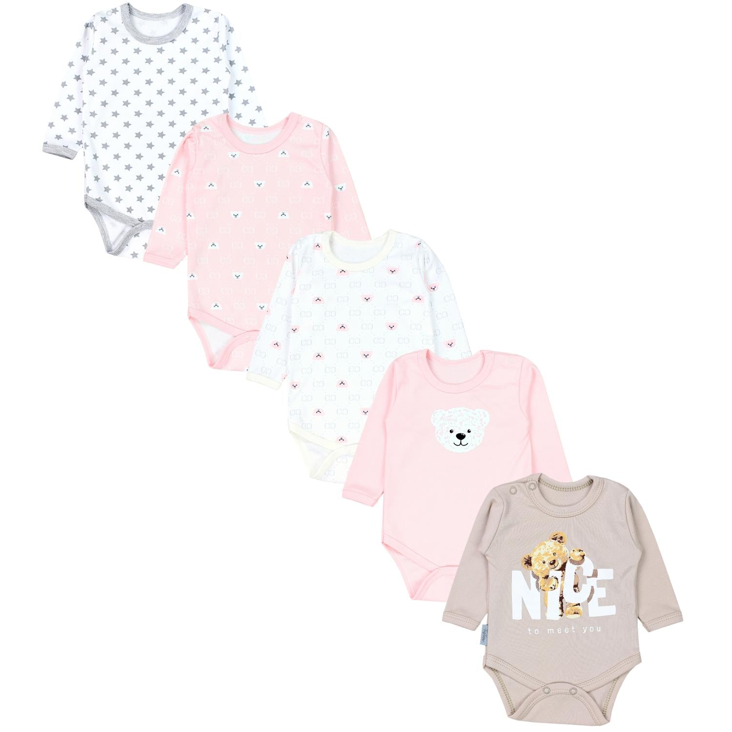 Baby Body Langarm Unifarben - 5er Set